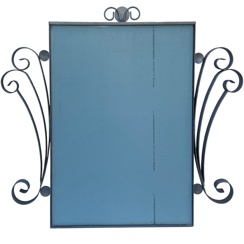 Butterfly Beveled Silver Wrought Iron Mirror Details