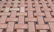 Rectangular Floor Tile With Decorative Mexican Tile Inserts
