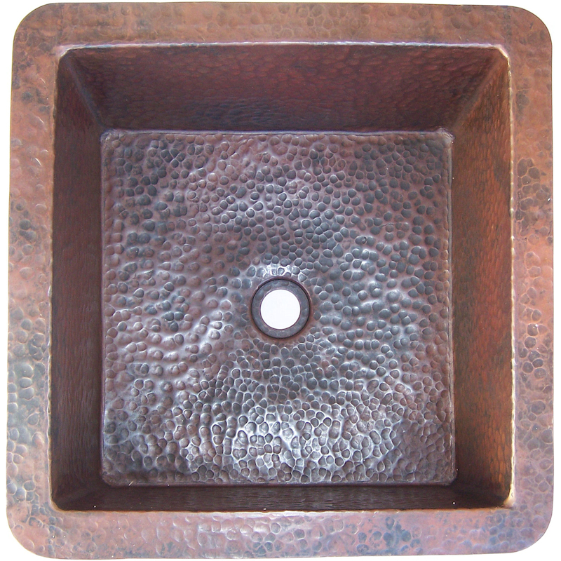 Squared Undermount Hammered Bathroom Copper Sink III