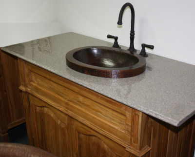 Apron Oval Hammered Bathroom Copper Sink Details