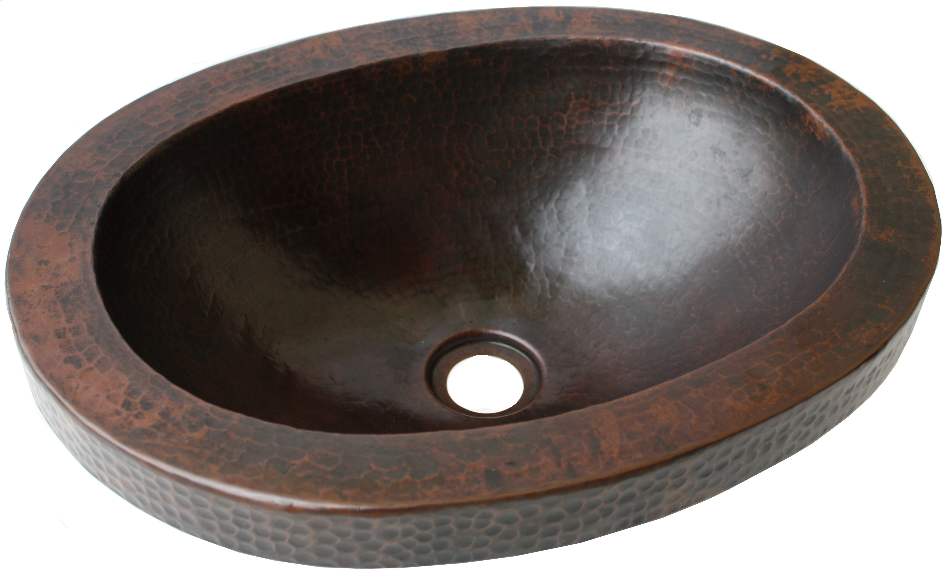 Apron Oval Hammered Bathroom Copper Sink