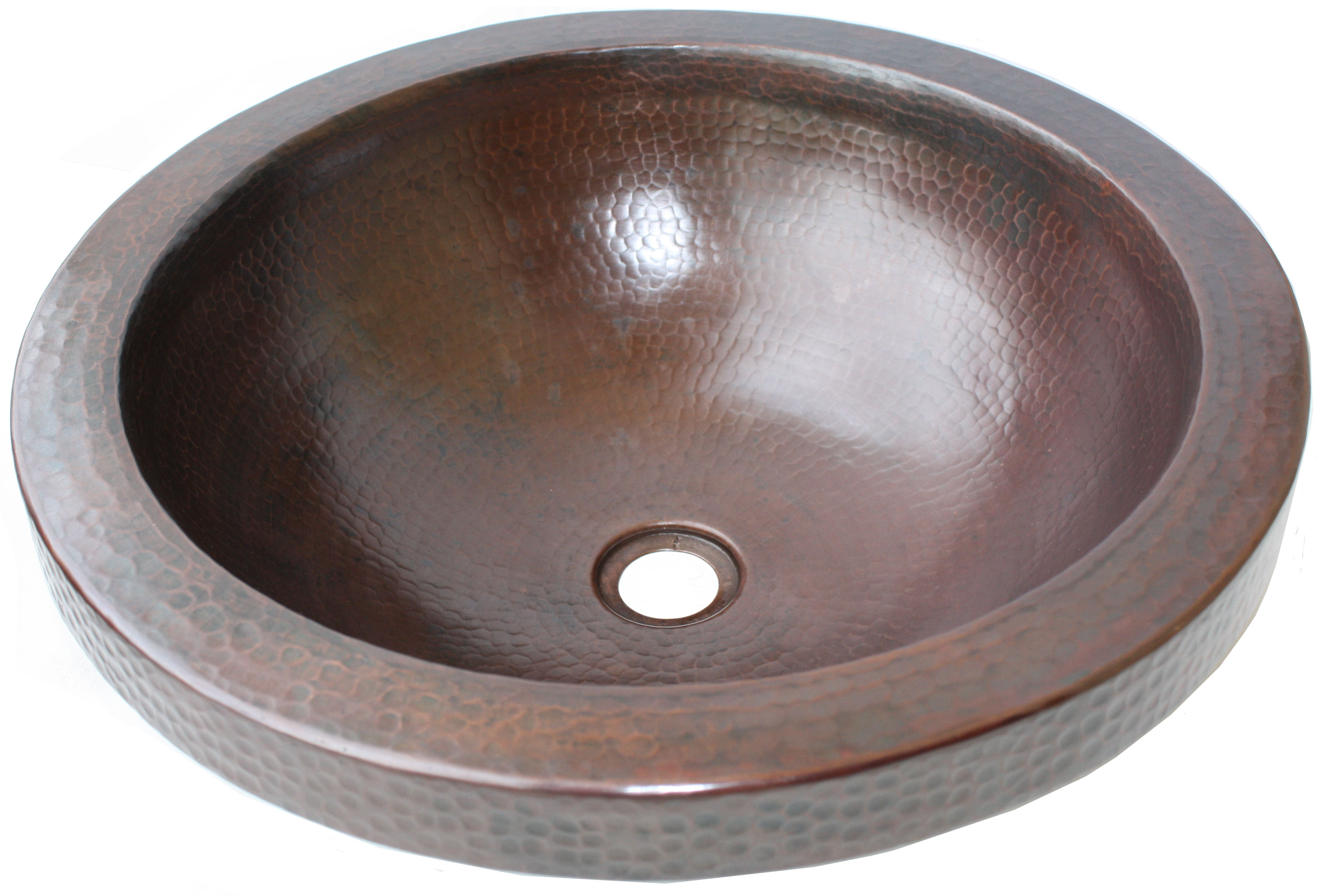 Small Apron Round Hammered Bathroom Copper Sink