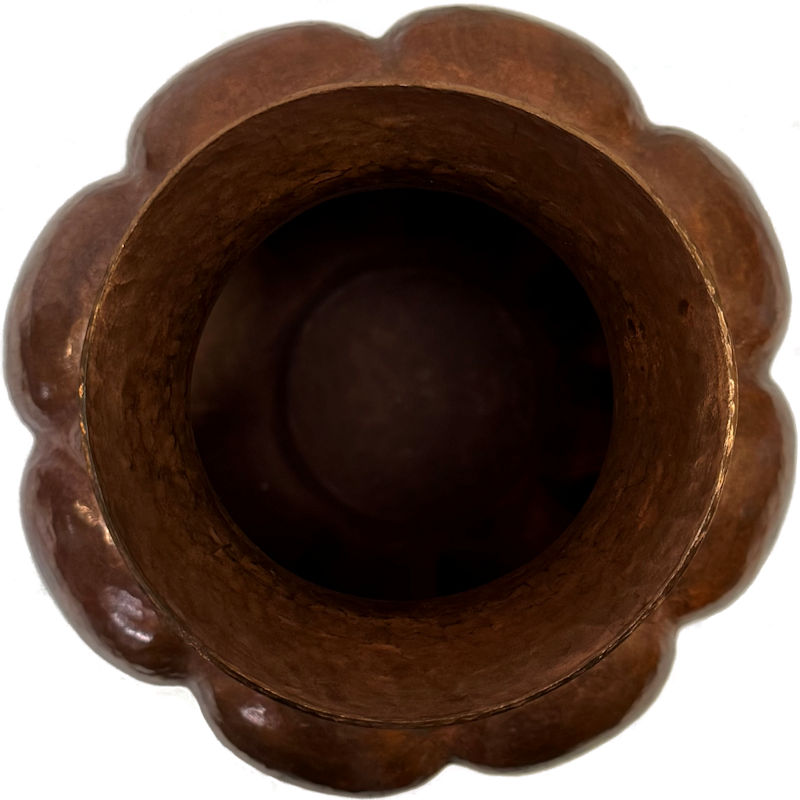 Folk Art Pumpkin Copper Vase Close-Up