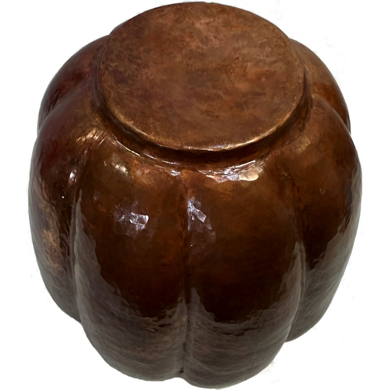 Folk Art Pumpkin Copper Vase Details