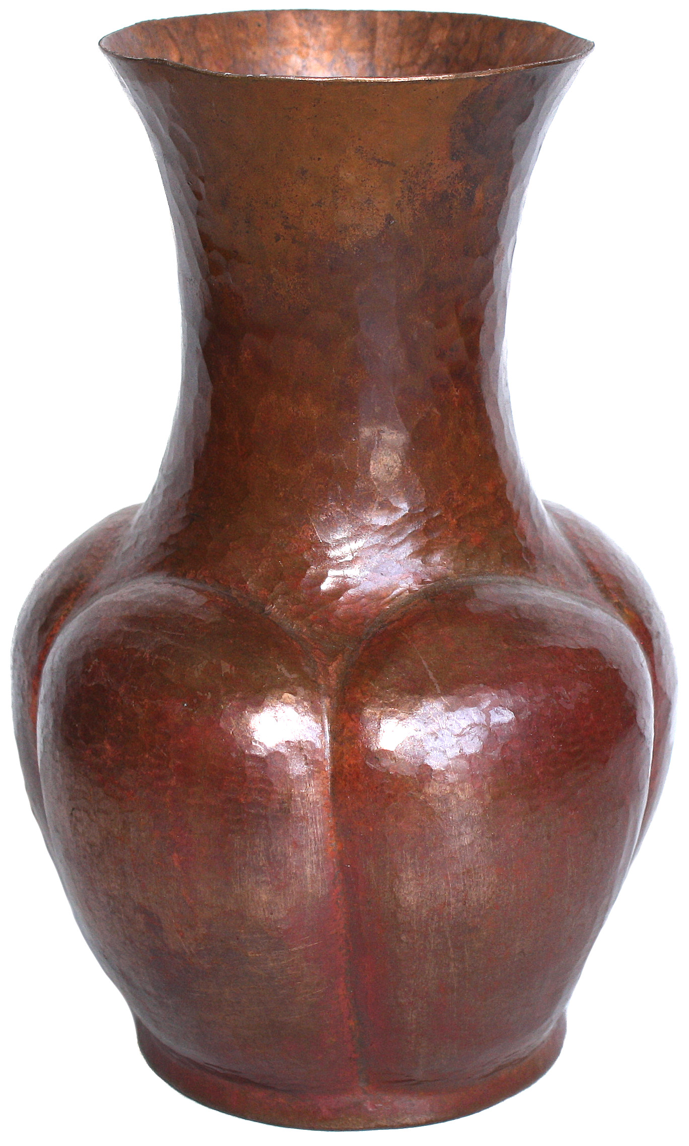 Bottom Pronged Hammered Copper Vase