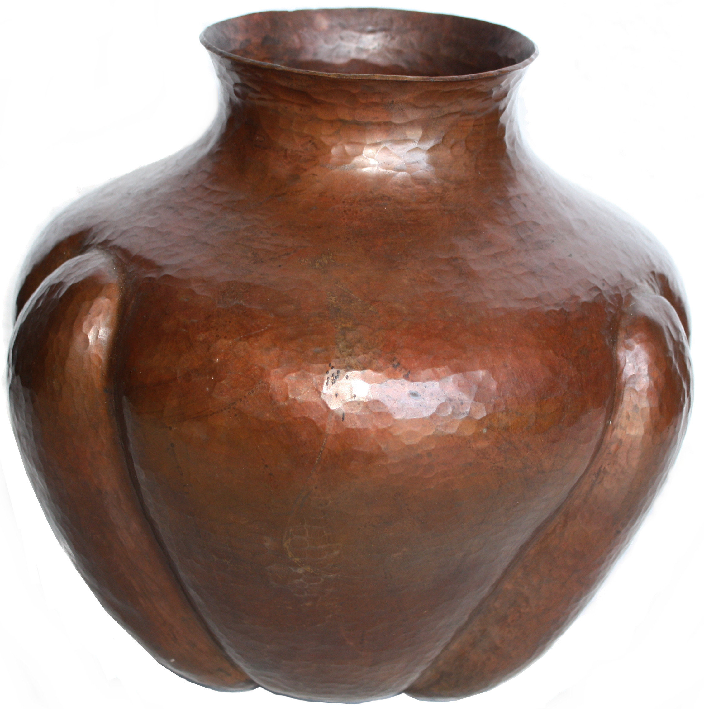 Hammered Pronged Round Copper Vase