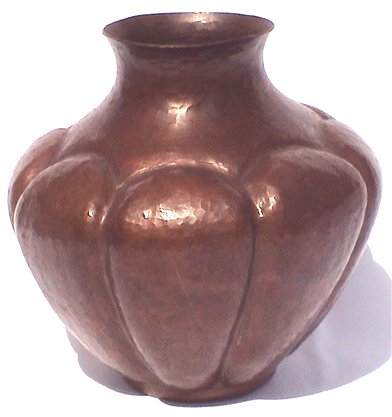 Hammered Arts & Crafts Pumpkin Copper Vase