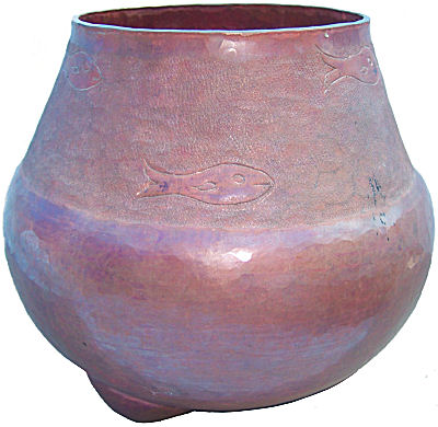 Arts & Crafts Chiseled Hammered Copper Vase