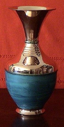 Folk Art TurquoisePatina/Polished Copper Vase