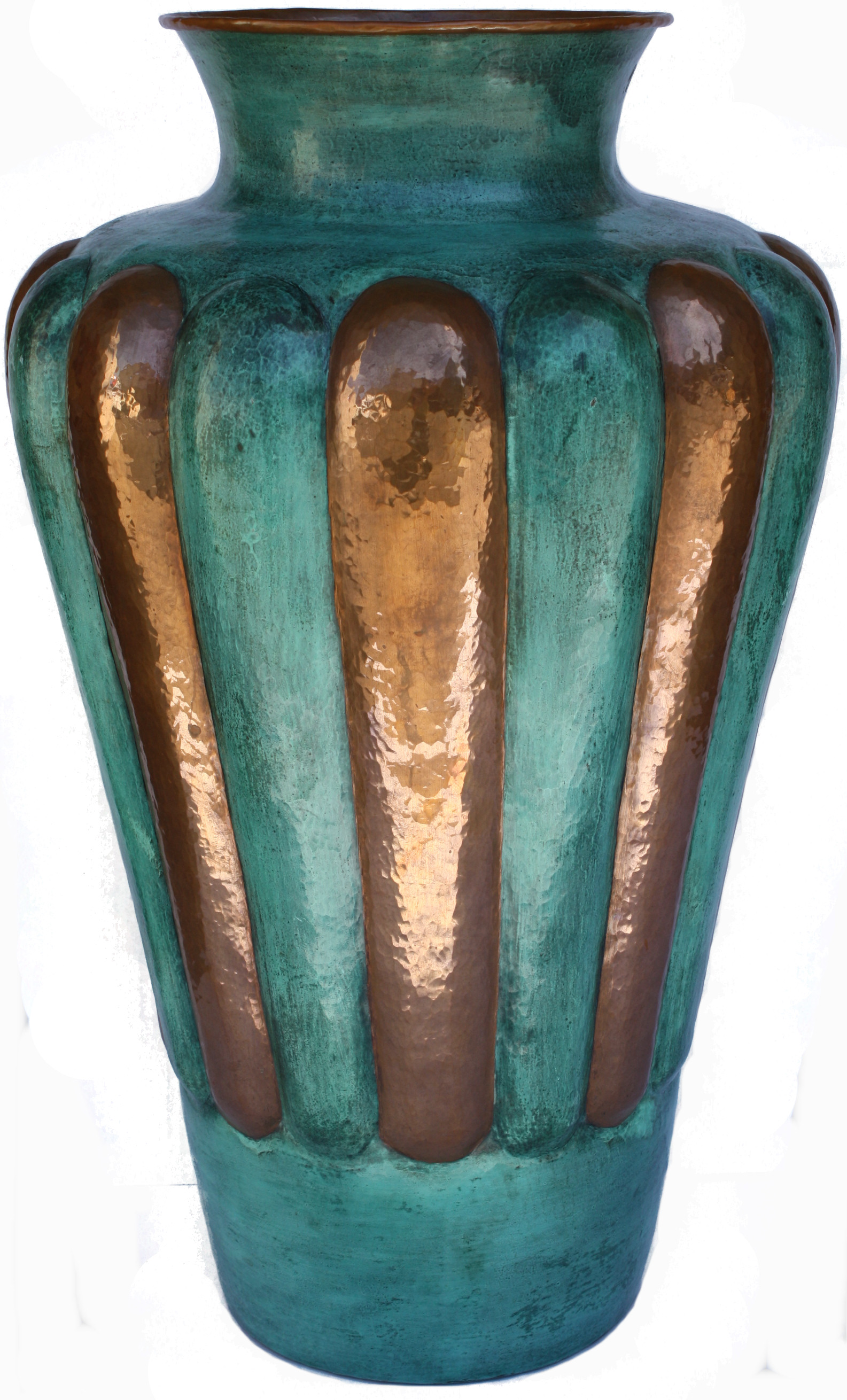 Arts & Crafts Big Turquoise Copper Vase