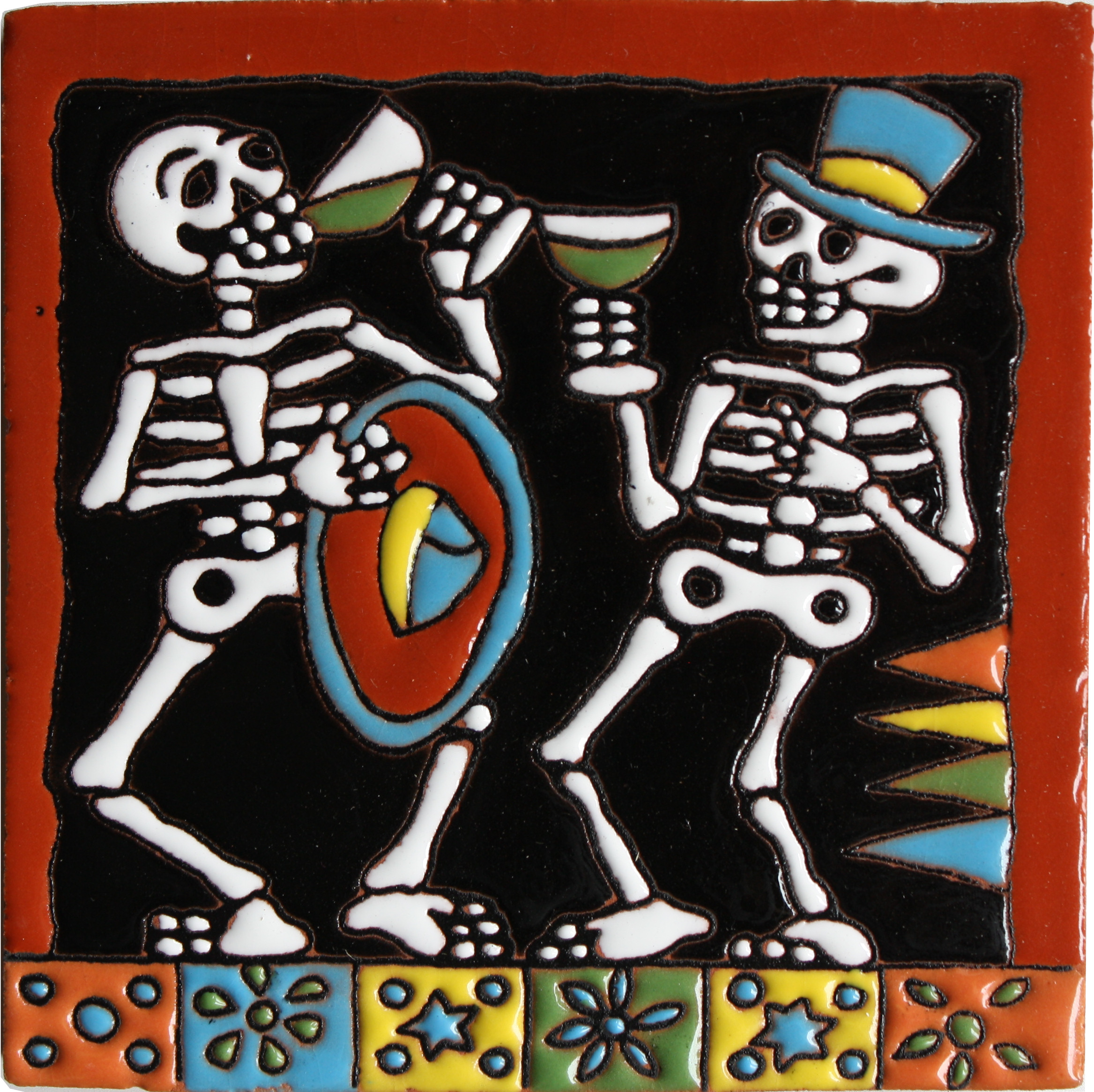 Cheers. Day-Of-The-Dead Clay Tile