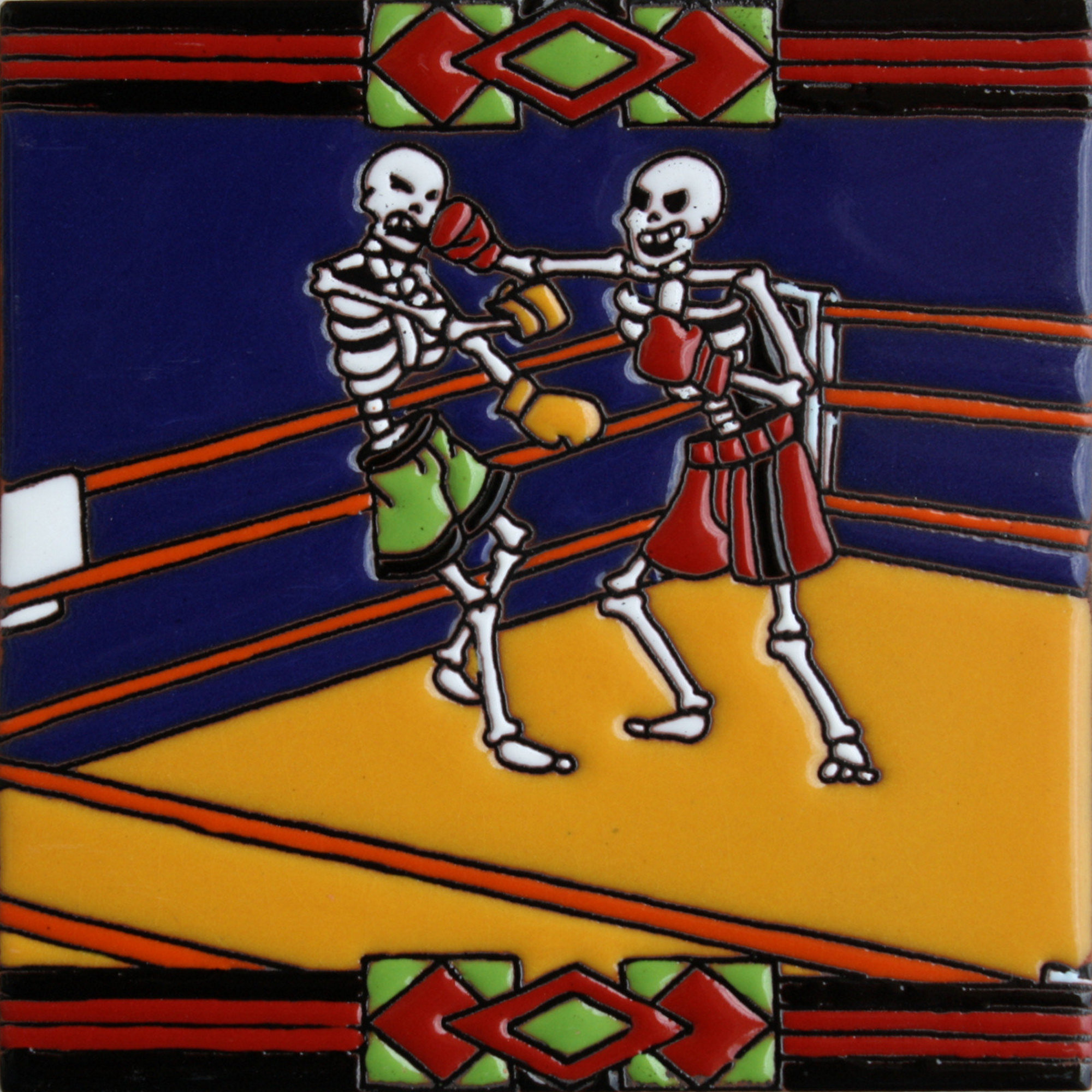 TalaMex Boxing. Day-Of-The-Dead Clay Tile