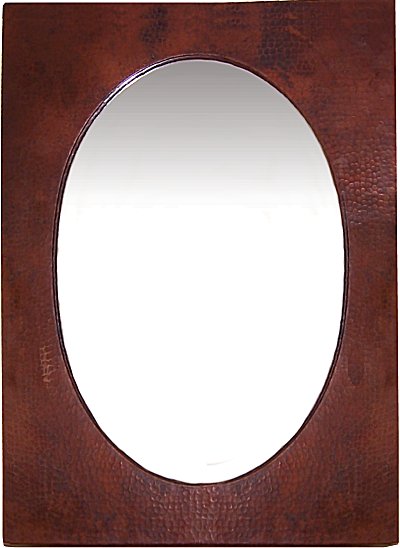 Big Hammered Oval Copper Mirror