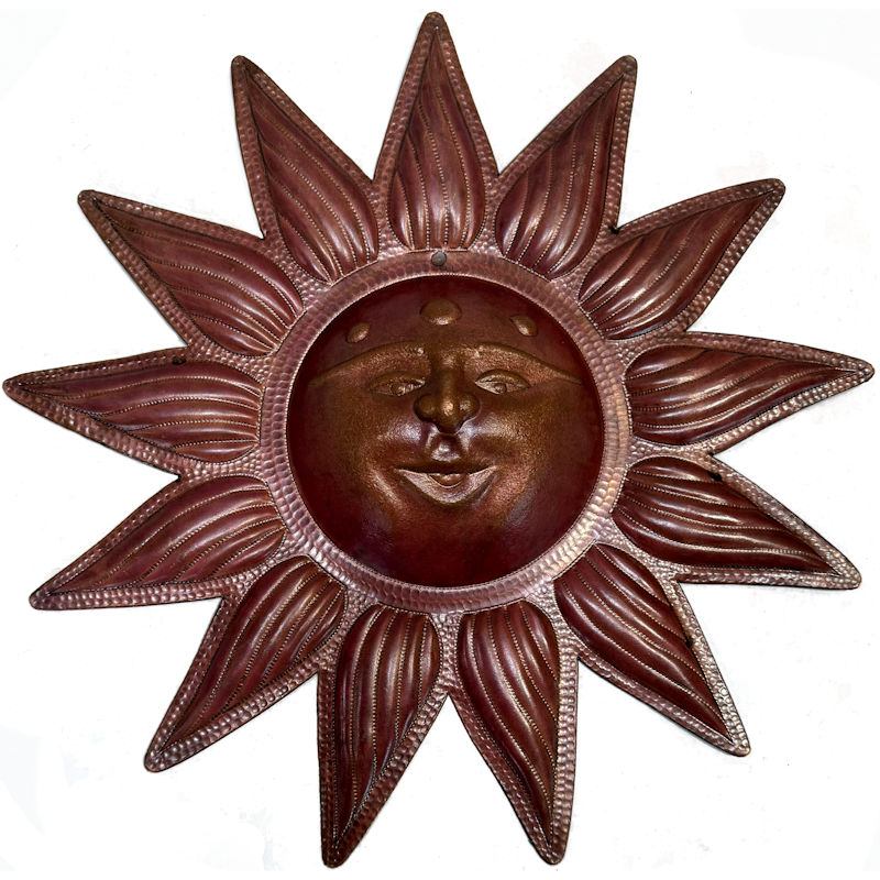 Wall Hanging Hand-Made Hammered Natural Color Copper Sunface