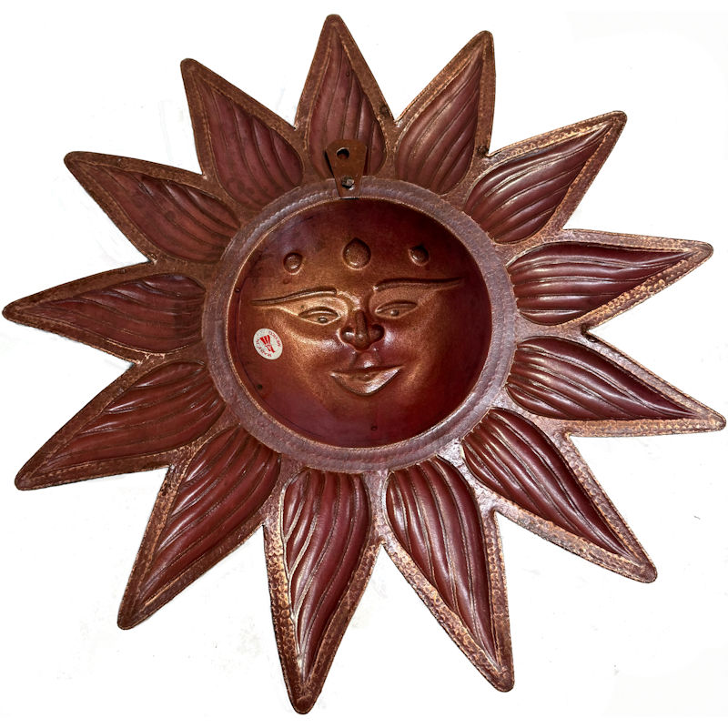 Wall Hanging Hand-Made Hammered Natural Color Copper Sunface Details