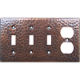Triple Switch Single Outlet Hammered Copper Plate