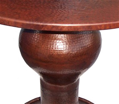Big Hammered Copper Table Details