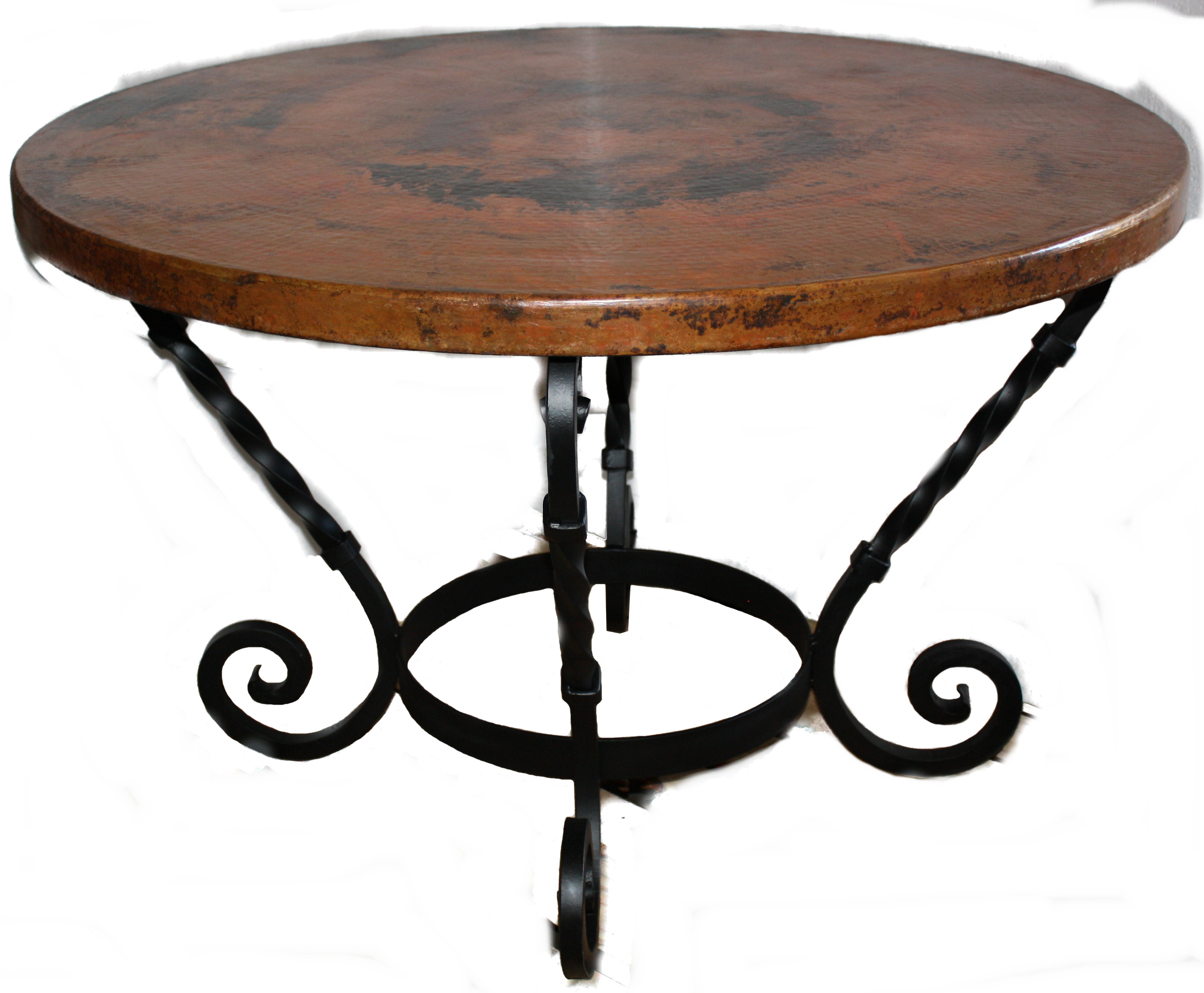 Big Round Hammered Copper Table