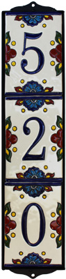 Wrought Iron House Number Vertical Frame Mission 3-Tiles Close-Up