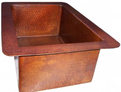 Terra II Hammered Flat Copper Kitchen Sink Close-Up