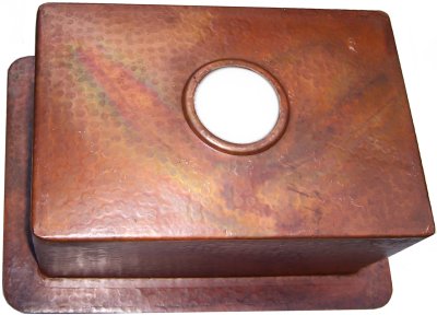 Terra II Hammered Flat Copper Kitchen Sink Details
