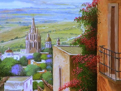 Presa Allende. Mexican Fine Oil Painting Close-Up