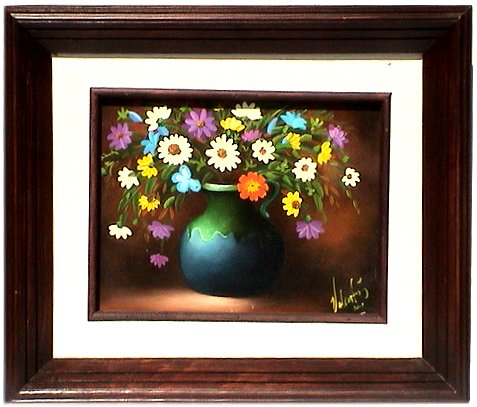 Flower Vase. Mexican Oil Painting