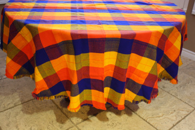 Multicolor Round Mexican Tablecloth 6 Napkins Close-Up