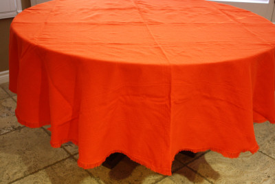Round Orange Mexican Tablecloth 6 Napkins Close-Up