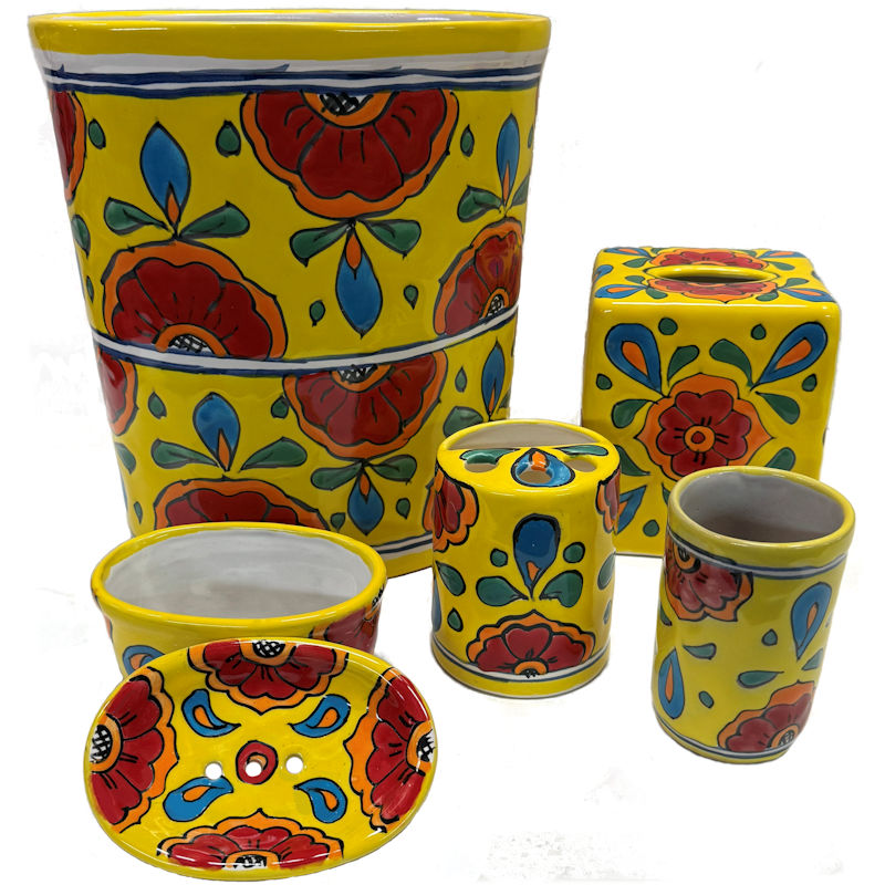 TalaMex Canary Talavera Ceramic Bathroom Set