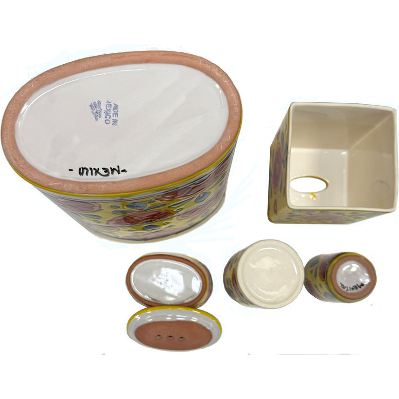 TalaMex Canary Talavera Ceramic Bathroom Set Details