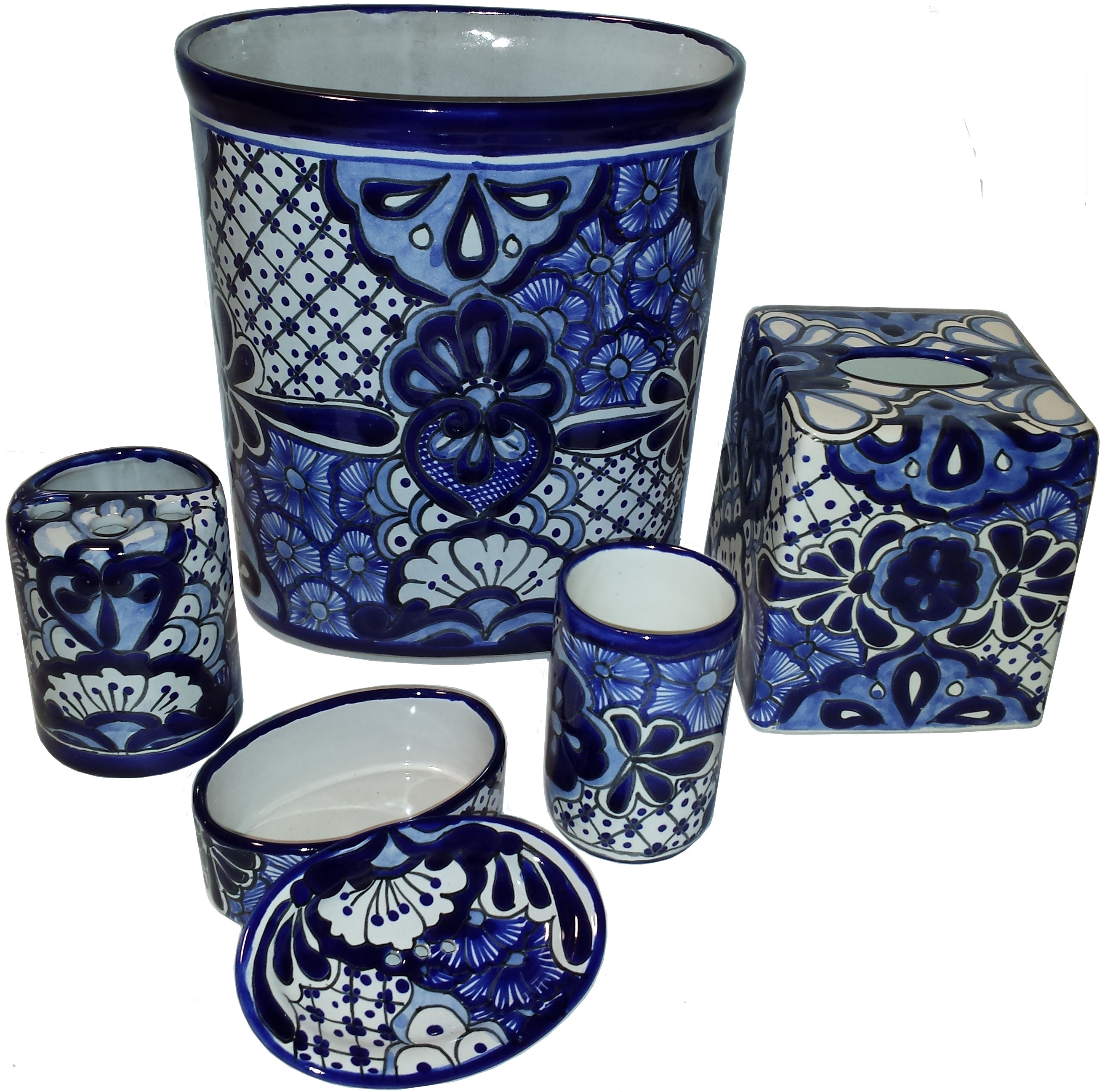 TalaMex Traditional Talavera Ceramic Bathroom Set
