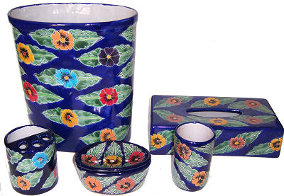 Pansy Talavera Ceramic Bathroom Set