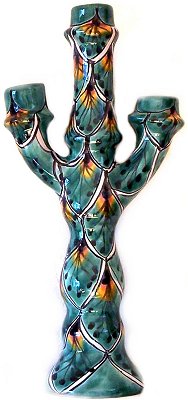 Green Peacock Tall Candle Holder
