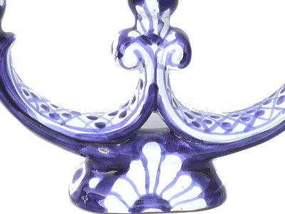 Traditional Blue/White Talavera Candle Holder Close-Up