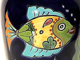 Fish Mermaid Talavera Flower Vase Details