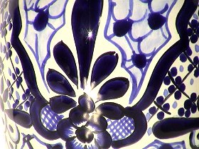 TalaMex Traditional Blue Mermaid Talavera Flower Vase Close-Up
