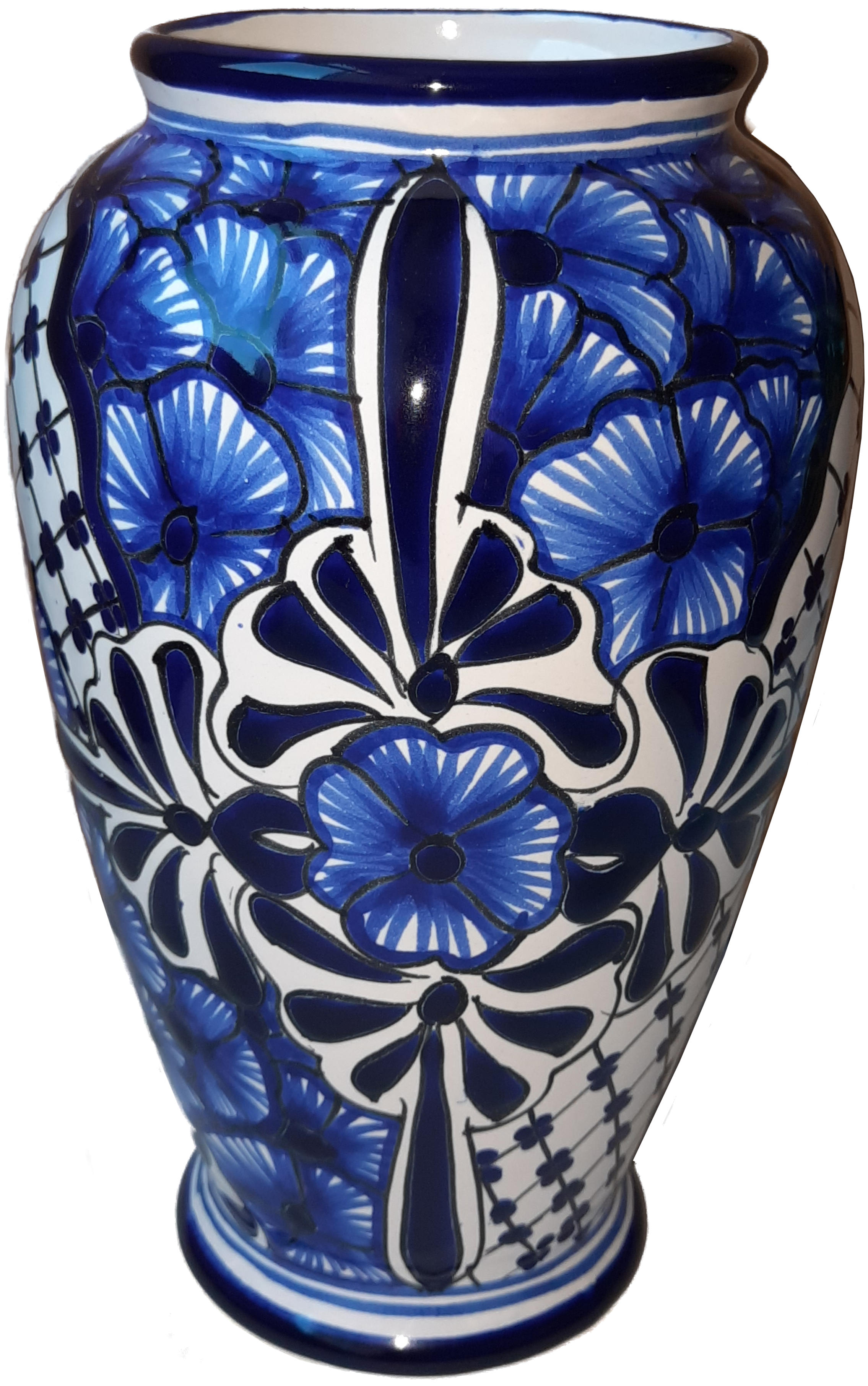 TalaMex Traditional Blue Mermaid Talavera Flower Vase
