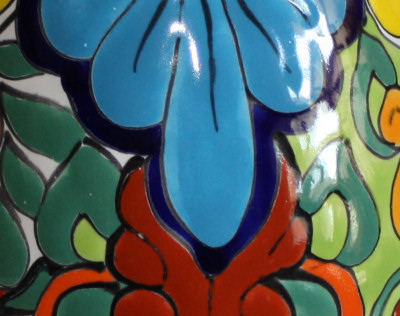 TalaMex Colorful Talavera Round Flower Vase Close-Up