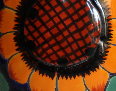 TalaMex Sunflower Talavera Round Flower Vase Close-Up