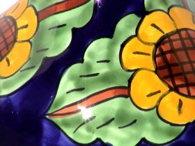 Sunflower Talavera Round Flower Vase Close-Up