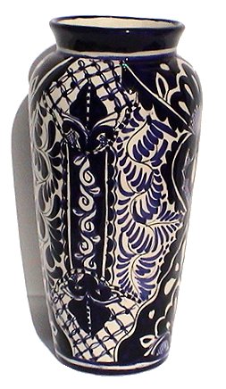 Blue Talavera Tall Flower Vase