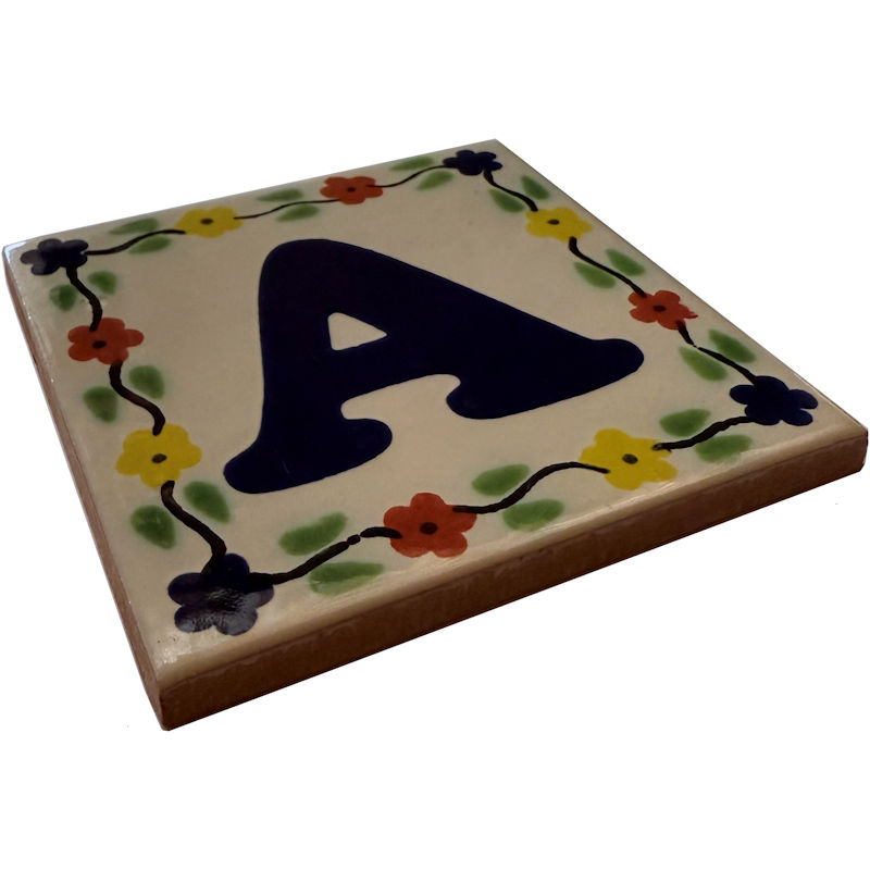 TalaMex Bouquet Talavera Clay House Letter A Close-Up