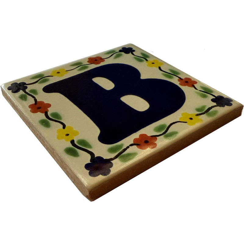 TalaMex Bouquet Talavera Clay House Letter B Close-Up