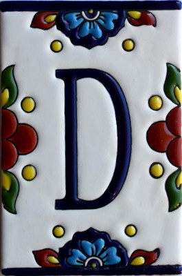 TalaMex Mexican Talavera Mission Tile House Letter D