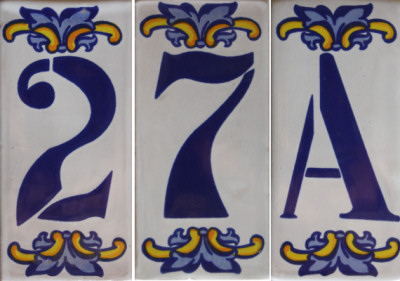 TalaMex Villa Mexican Tile House Number Seven Close-Up