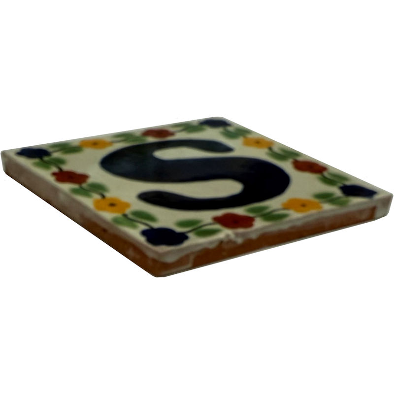TalaMex Bouquet Talavera Clay House Letter S Close-Up