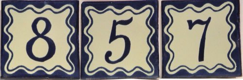 TalaMex Blue Talavera Tile Number Four Close-Up