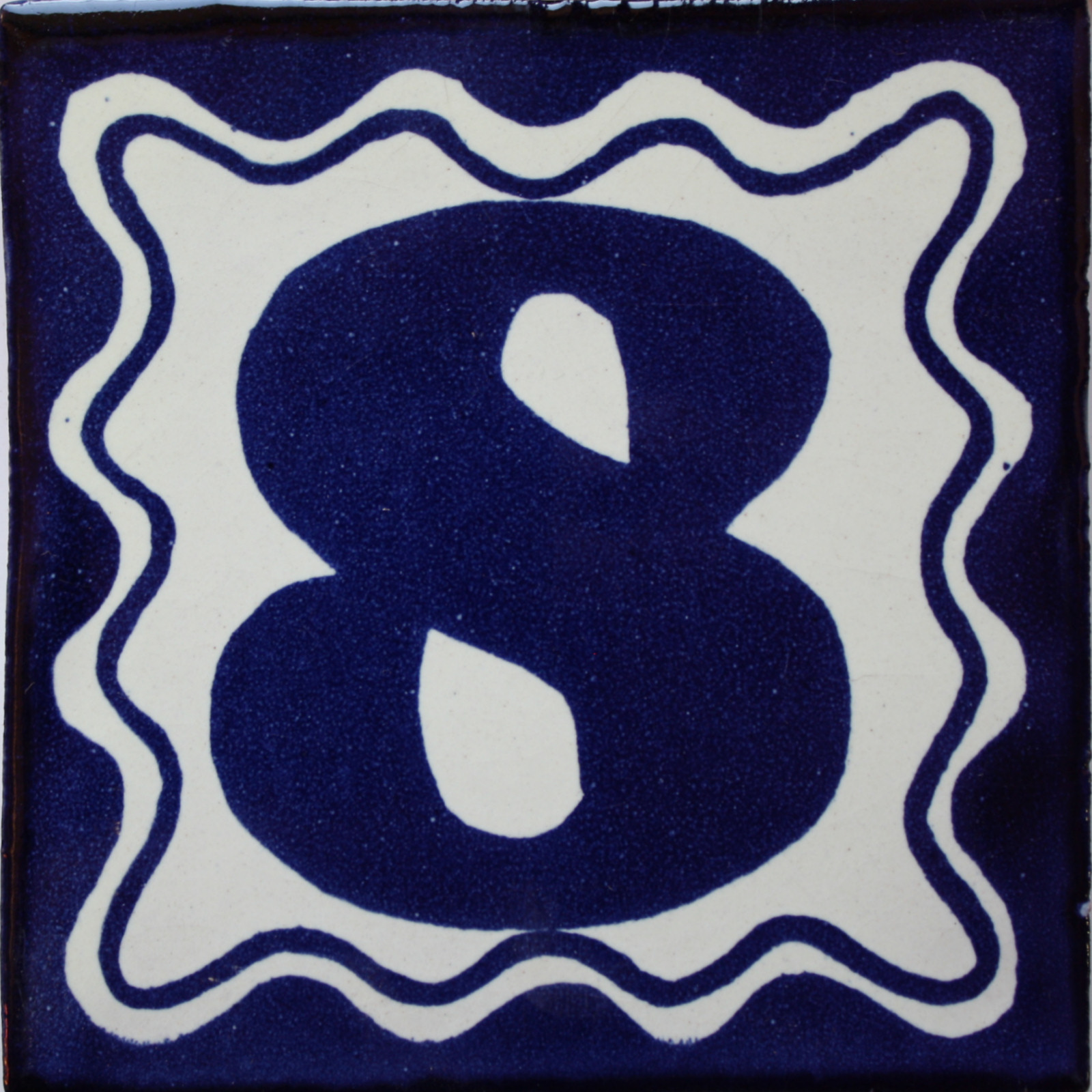TalaMex Blue Talavera Tile Number Eight