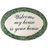 TalaMex Peacock Talavera Ceramic House Plaque. Welcome my house is your house